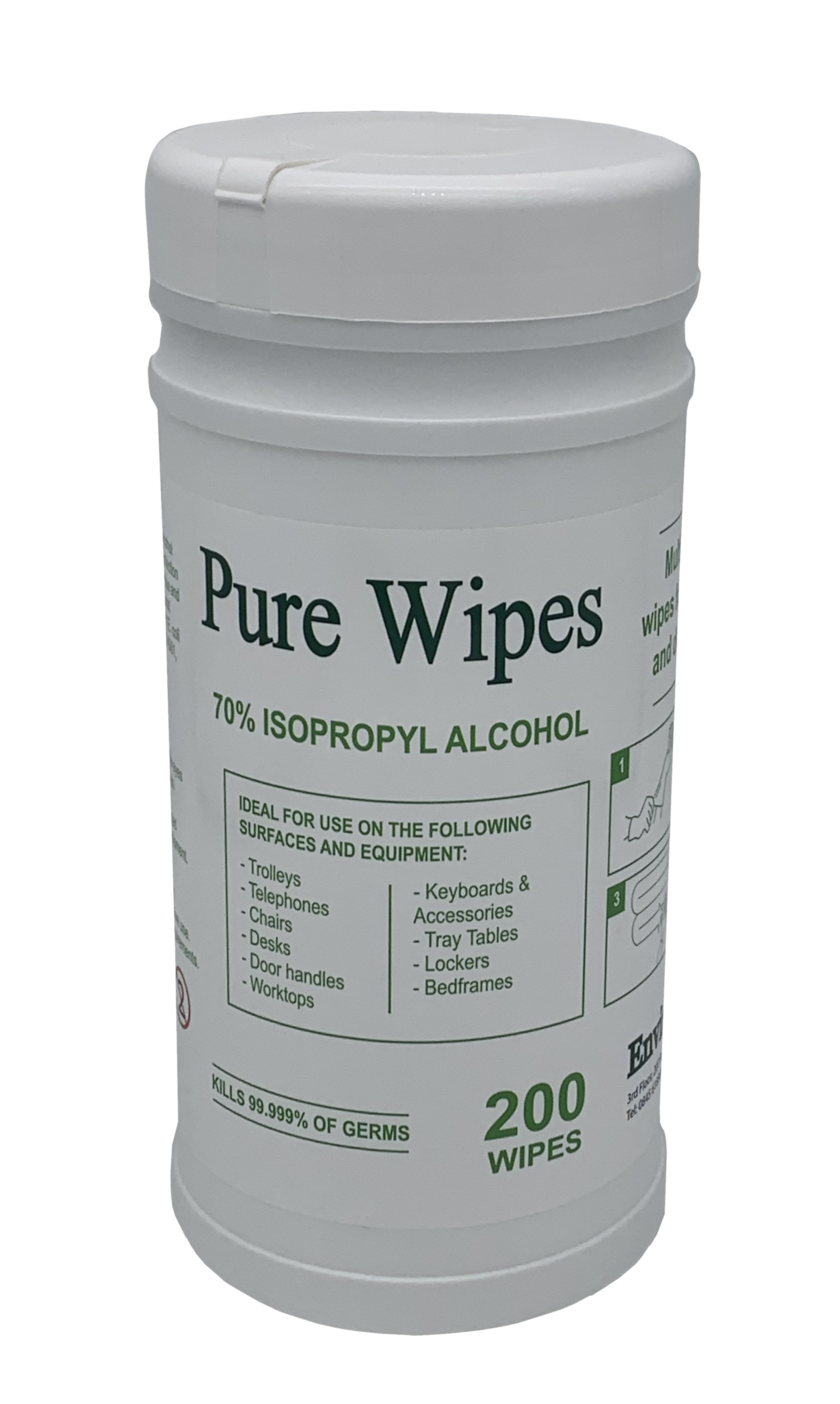 Alcohol Wipes  1 Box of 6 Isopropyl Wipes Pure 70% IPA General Surface Tub of 200 Wipes at £ 12.95 per tub 