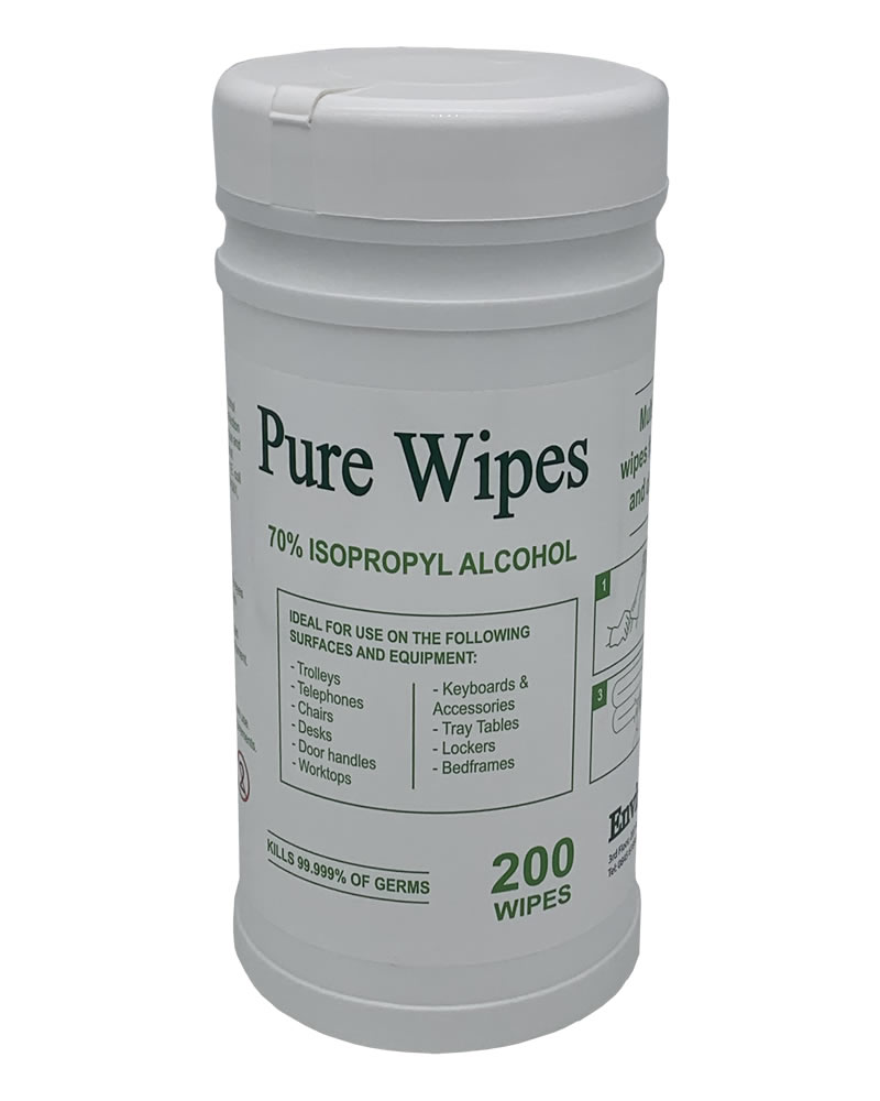 Alcohol Wipes I Box Of 10 70% Isopropyl Wipes At £ 12.50 Per Tub of 200 Large wipes 20cm x 20cm £ 125 per box